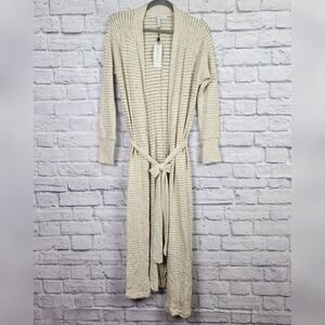 BCBGeneration‎ Long Striped Cardigan Duster Beige Open Front Womens M
